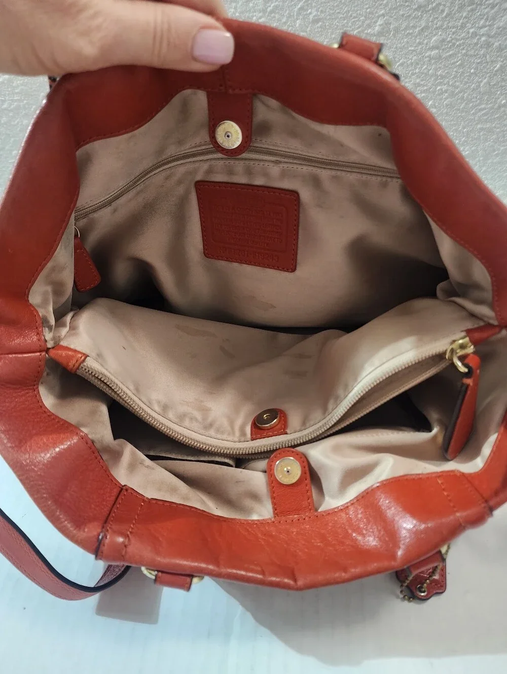 COACH Ashley Vermillion Orange Leather Satchel Shoulder Crossbody Bag Vintage